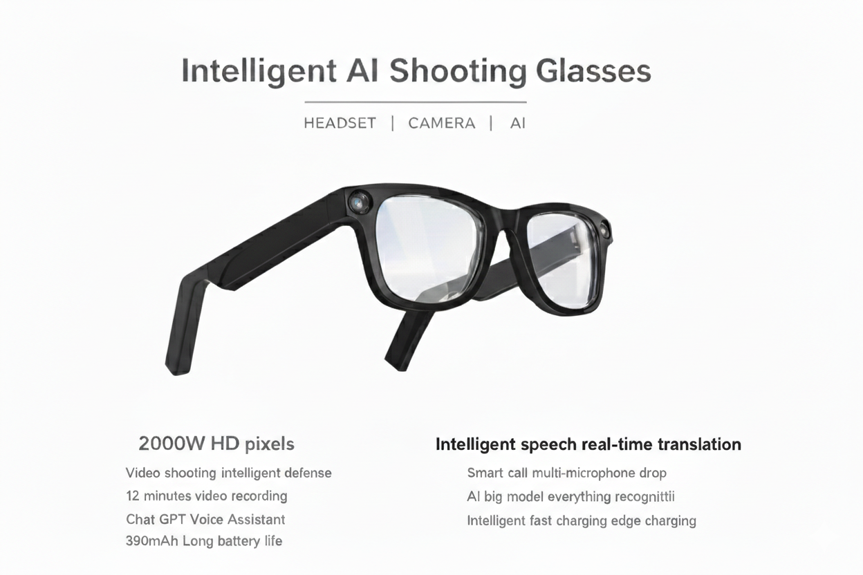 AI Glasses 500W HD Anti-Shake Camera