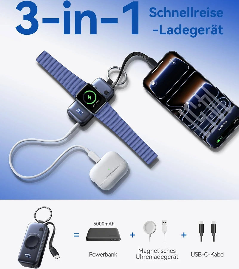 INIU P81 Mini Power Bank 5000mAh – Fast Wireless Charger for Apple Watch & iPhone